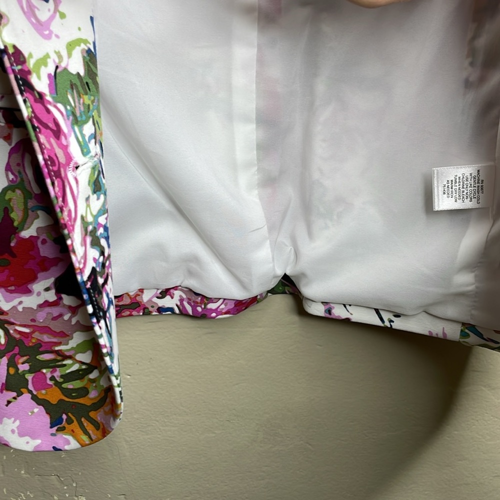 LIZ CLAIBORNE Blazer Abstract Floral Multicolor Single Breasted Cheerful 6 - Picture 12 of 13